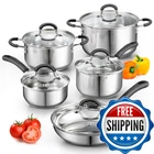 Home Stainless Steel Cookware Sets 10-PIECE Pots And Pans Kitchen New. Price: $157.13.