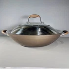 Anolon Advanced Home 14" Covered Wok Nonstick Glass Lid Side Handle Stir Fry Pan Used. Price: $74.99.