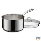 Cuisinart Classic 3.5" Stainless Steel Pour Saucepan With Straining Lid New. Price: $49.99.