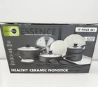 Greenpan Essence 17 Piece Cookware Set Non-toxic Ceramic Nonstick Pots & Pans New. Price: $139.75.