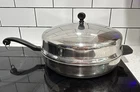 Vtg Farberware Aluminum Clad Stainless Steel 12" Frying Pan Skillet Dome Lid Used. Price: $45.00.
