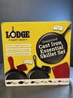 Lodge Cast Iron Seasoned Essential Skillet Set 7 Pc Black Pans Cooking New. Price: $79.99.