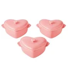 Pioneer Woman Mini Hearts Ceramic Baking Dish Lid 3PCS Pink Casserole Cocotte New. Price: $55.00.