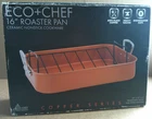 Eco+chef 16" Roaster Pan Ceramic Nonstick Cookware Copper Series Removable Rack New. Price: $19.99.