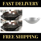 New 18" Heavy Duty Cantonese Wok Silver Hand Hammered Carbon Steel Pan Set Of 2. Price: $120.95.