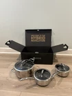 Hexclad Hybrid Nonstick 6-PIECE Set: 8, 3 & 2 Qt With Lids New. Price: $319.99.