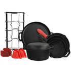 Megachef 12 Piece Round Preseasoned Cast Iron Cookware Set New. Price: $178.74.