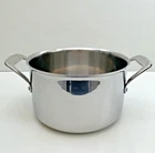 Pampered Chef Stainless Steel 4 Qt Sauce Pan Stock Pot No Lid 8" Diameter Used. Price: $29.99.