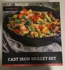 Simple Chef 3 Piece Cast Iron Skillet Set (6 8IN, And 10IN) Preseasoned New. Price: $30.00.