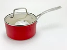 Martha Stewart 2.5-QT Sauce Pan Hard-enameled Aluminum Nonstick Cookware Red New. Price: $30.79.