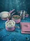 Nutrichef 12-PIECE Home Kitchen Cookware, Tools, And Bakeware Set (blush Pink) New. Price: $100.00.