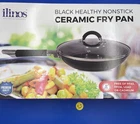 1X Ilinos 10" Ceramic Non-stick Frying Pan Black With Lid New. Price: $17.99.