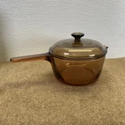 Vintage Corning Visions Amber Glass 2.5L Saucepan Pot V-2.5-B Lid V-2.5-C Usa Used. Price: $38.00.