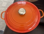 Cast Iron, Round Signature Dutch Oven, 7.25 Qt. #g In Flame, By Le Creuset Used. Price: $135.00.