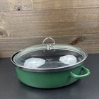 Chantal Enamel On Steel Green Roaster Pan Dutch Oven Oval Dome W/ Glass Lid OV30 Used. Price: $42.00.