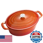 Nsirons Enameled Oval Dutch Oven Pot Lid 8 Qt Cast Dual Handles New. Price: $115.57.