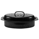 Granite Roaster Pan, Small 13 Enameled Roasting With Domed Lid. Oval Turkey New. Price: $28.25.