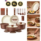 All-in-one 22-PC Kitchen Essential Ceramic Cookware Set Oven & Dishwasher Safe New. Price: $97.51.