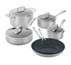 Zwilling Clad Cfx 10-PC Stainless Steel Ceramic Nonstick Cookware Set New. Price: $650.00.