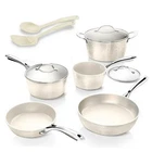 Gotham Steel 6691 Hammered Cream 10 Piece Ceramic Nonstick Cookware Set New. Price: $83.00.