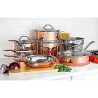 Viking 13-PIECE Professional Tri-ply Copper Cookware Set With Vented Glass Lids New. Price: $490.50.