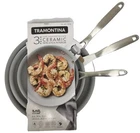 Tramontina 3-PACK Hard Anodized Aluminum Ceramic Nonstick Fry Pan Set Grade Used. Price: $30.00.