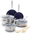 Blue Diamond Hd Stainless Steel Clad Pro 10 Piece Cookware Set, Silver New. Price: $234.16.