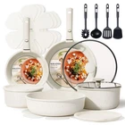 Carote 19PCS Pots And Pans Set, Nonstick Cookware Piece, Cream White New. Price: $114.21.