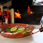 Outset Grill Skillet With Removable Wooden Handle, Copper Non-stick Used. Price: $16.95.