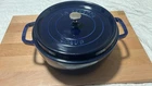 Staub Cast Iron 6.33 Qt, Round Dutch Oven, Dark Blue New. Price: $215.00.