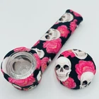 Silicone Smoking Pipe With Glass Bowl & Cap Lid Skulls And Flowers Usa New. Price: $8.99.