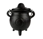New Age Imports Mini 4 Black Cast Iron Cauldron With Lid Triple Moon Euc Used. Price: $22.95.