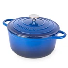 Cast Iron Pot With Lid-non-stick Ovenproof 5-QUART Deep, Dark Blue New. Price: $65.49.