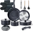 Chef Power Ceramic Nonstick Cookware Set 19 Piece With Detachable Handle, Induct New. Price: $115.72.