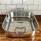 All Clad Stainless Steel Roasting Pan 16" X 13" Large Deep Dual Handle No Rack Used. Price: $99.99.