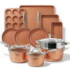 Ceramic Cookware Set 15 Piece Hammered Copper Gotham Steel Nonstick Induction New. Price: $259.99.