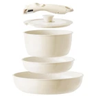 Pots & Pans Set Non-stick Ceramic Kitchen Cookware Beige White 5 Pcs Redchef New. Price: $53.40.