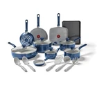 T-fal Easy Care Ceramic, 20 Piece Pots And Pans Cookware Set, Electric Blue New. Price: $99.99.