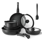 Simple Deluxe 12 Pcs Non-stick Cookware Set, With Black Granite Texture And Deta New. Price: $86.02.