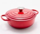 Creuset 3.5 Qt. Oval Enameled Signature Round Dutch Oven, Cerise Red New. Price: $279.00.