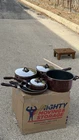 T-fal Armal Cookware Set Pots Pans Lids Burgundy Used. Price: $80.00.