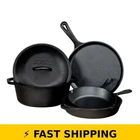 Lodge Cast Iron 5-PIECE Set Pre-seasoned Cookware New. Price: $180.99.