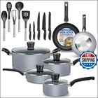 Serenelife 20-PIECE Non-stick Cookware Set, Pots Pans, Knives, Utensils, Gray New. Price: $205.72.