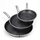 Hybrid Set Tri-ply Non Stick Frying And Skillets (8"/9.5"/11"), Black New. Price: $219.07.