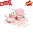 Paris Hilton 10-PIECE Clean Ceramic Nonstick Cooking Pots And Pans Lids Pink New. Price: $99.99.