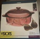 Visions Healthy Basics Cranberry Glass Casserole 3.5 Qt Rare New. Price: $60.00.