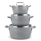 Granitestone Gray Pots And Pans Set Nonstick 6 Stackable Piece Cooking New. Price: $94.12.