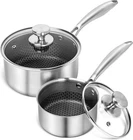 Michelangelo Stainless Steel Saucepan Set 1QT And 2QT With Lids For Kitchen New. Price: $65.99.