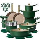 Cookware Set Nonstick Induction Pots Pans Green Kitchen Carote 31PCS New. Price: $439.99.
