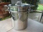 All Clad Stainless Steel 12 Qt Stock Pot Pasta Pentola Strainer Steamer Lid Lot Used. Price: $169.99.